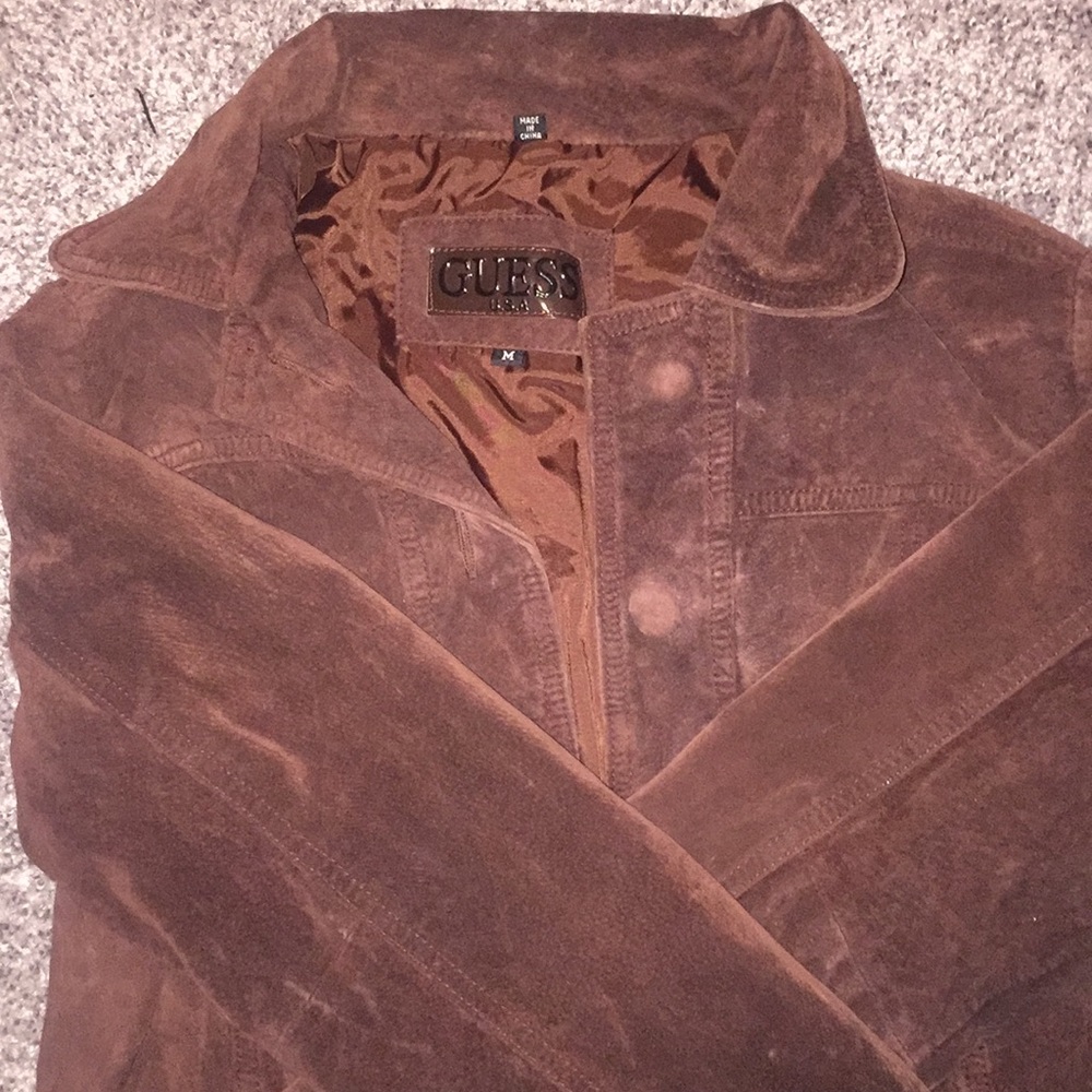 Chocolate brown suede guess coat